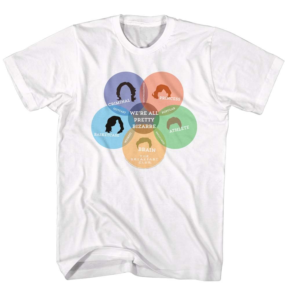 Wholesale Breakfast Club Movie Venn Diagram White Adult T-Shirt