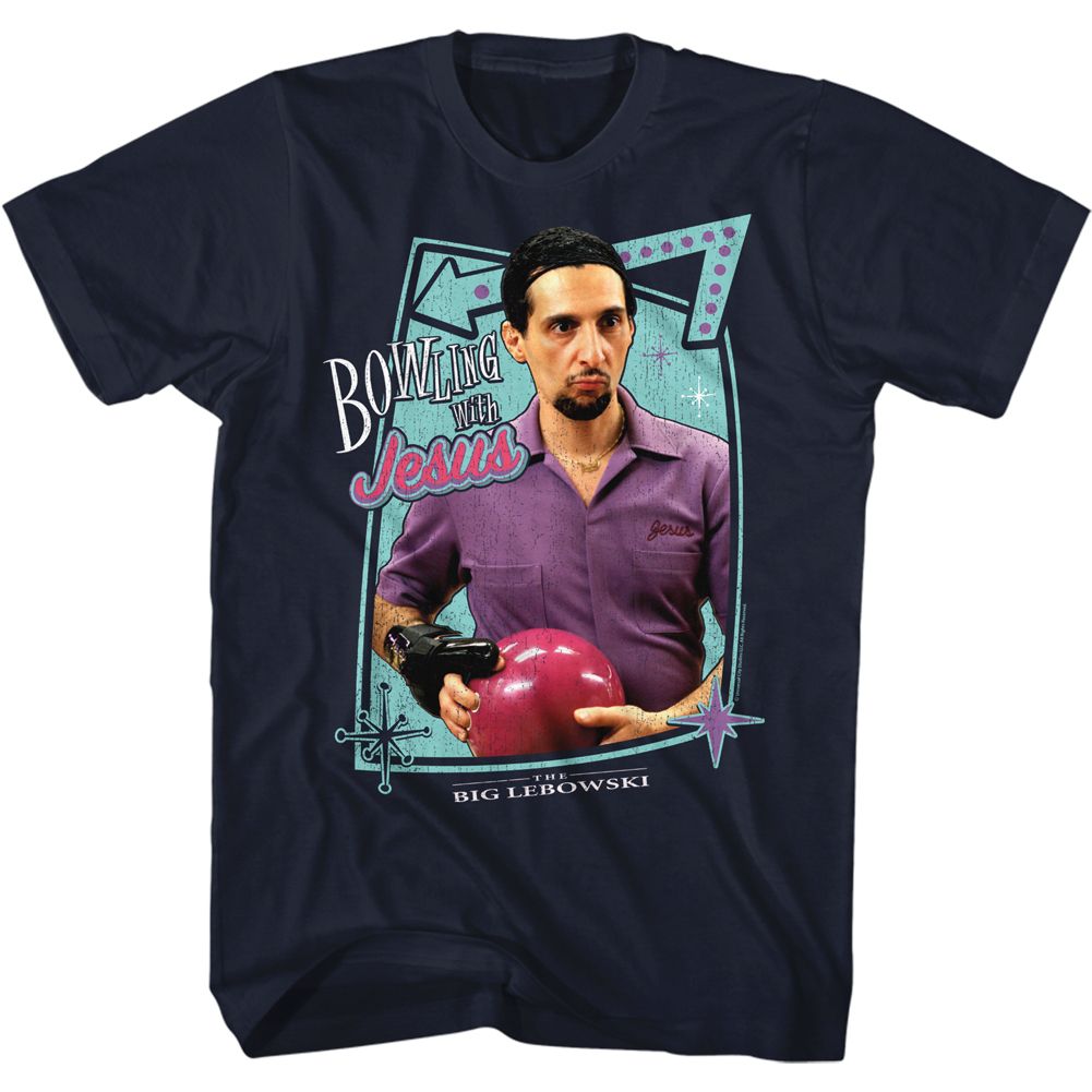 Wholesale The Big Lebowski Bowling with Jesus Navy Adult T-Shirt
