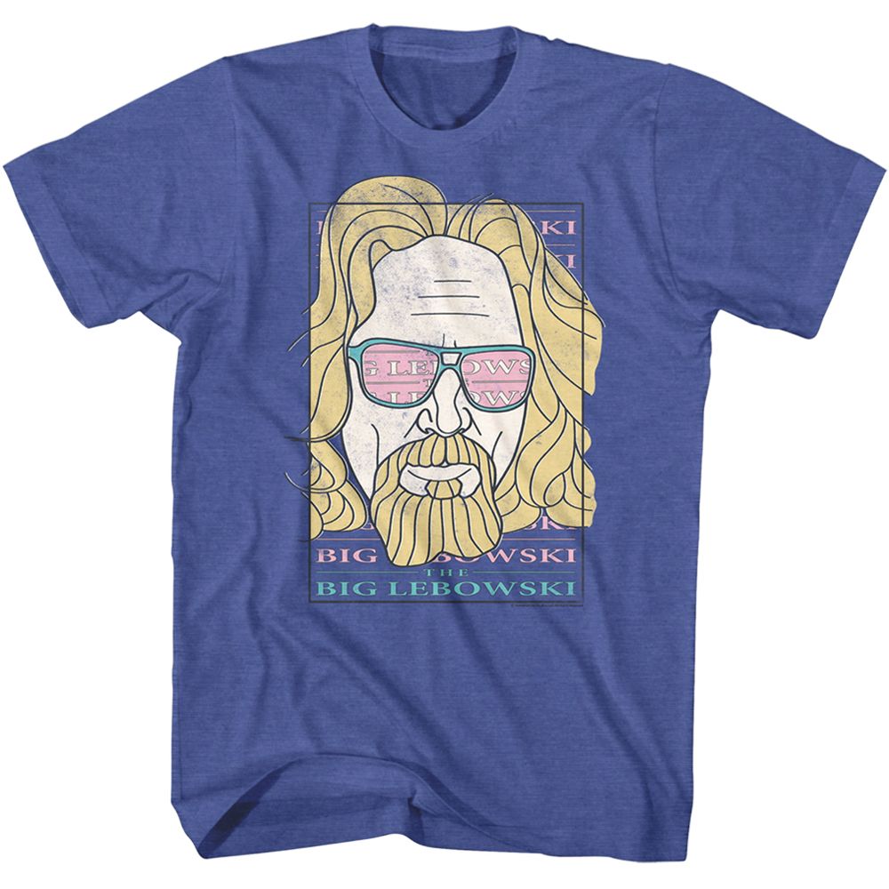 Wholesale The Big Lebowski Logo Sunglasses Heather Royal Adult T-Shirt