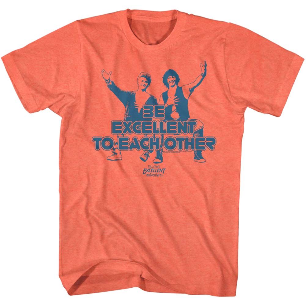 Wholesale Bill and Ted Excellent Heather Bright Orange Adult T-Shirt