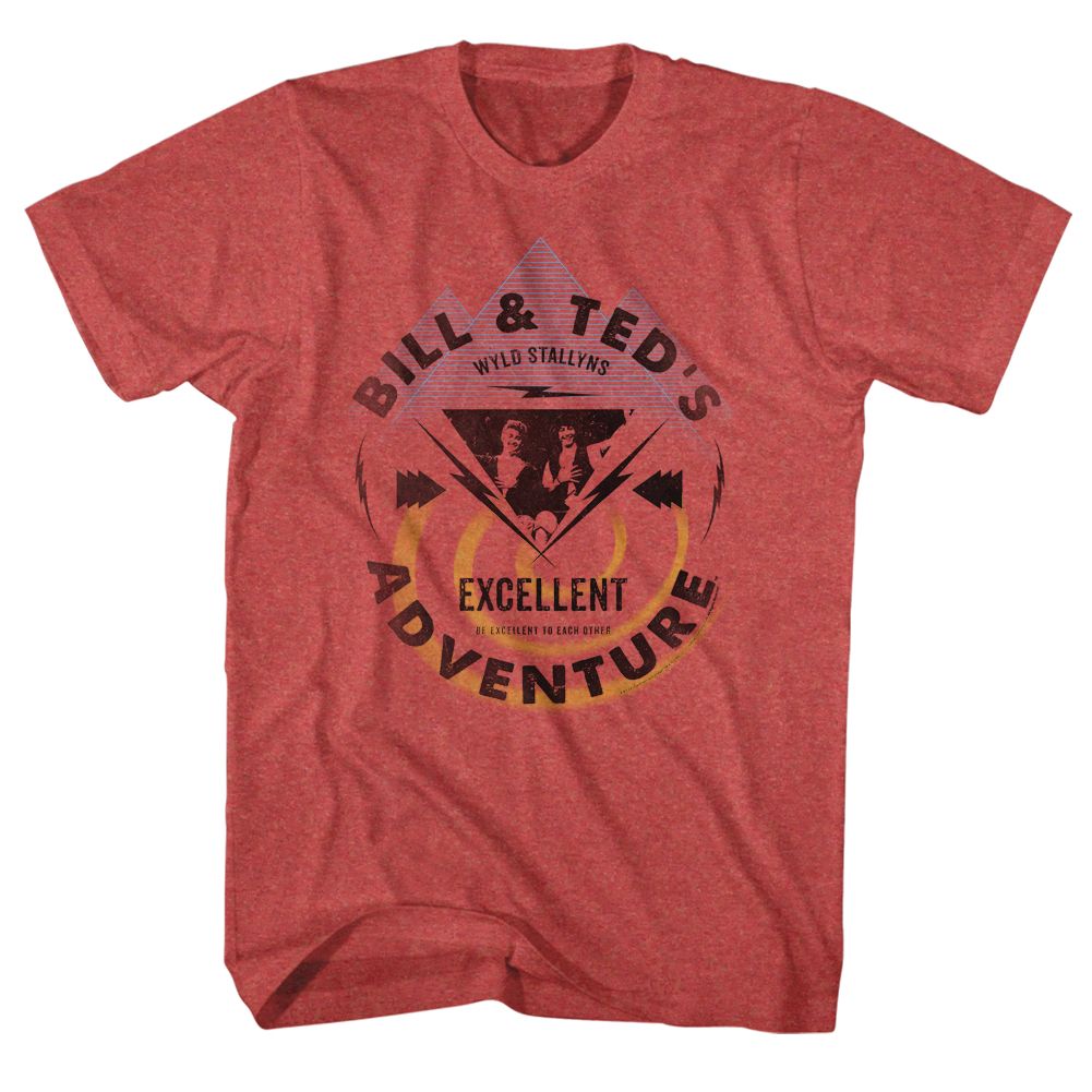 Wholesale Bill and Ted Bolt Heather Red Adult T-Shirt