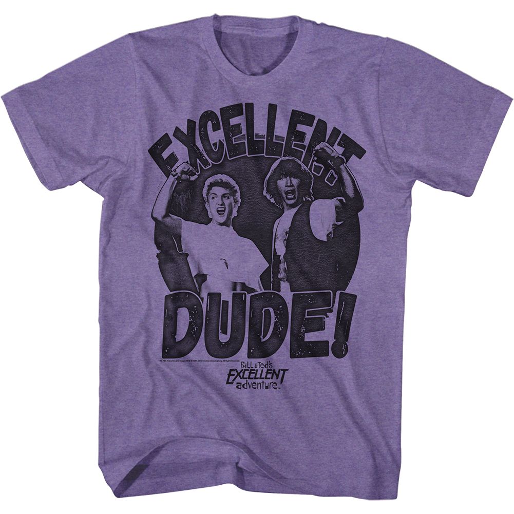 Wholesale Bill and Ted Excellent Dude Heather Purple Adult T-Shirt