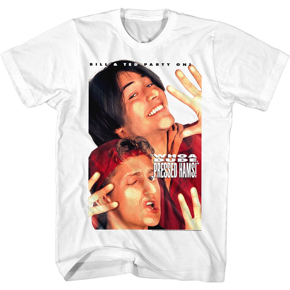 Wholesale Bill and Ted Pressed Hams White Adult T-Shirt