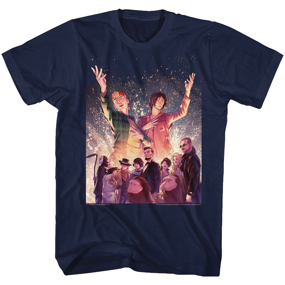 Wholesale Bill and Ted Sparkle Navy Adult T-Shirt
