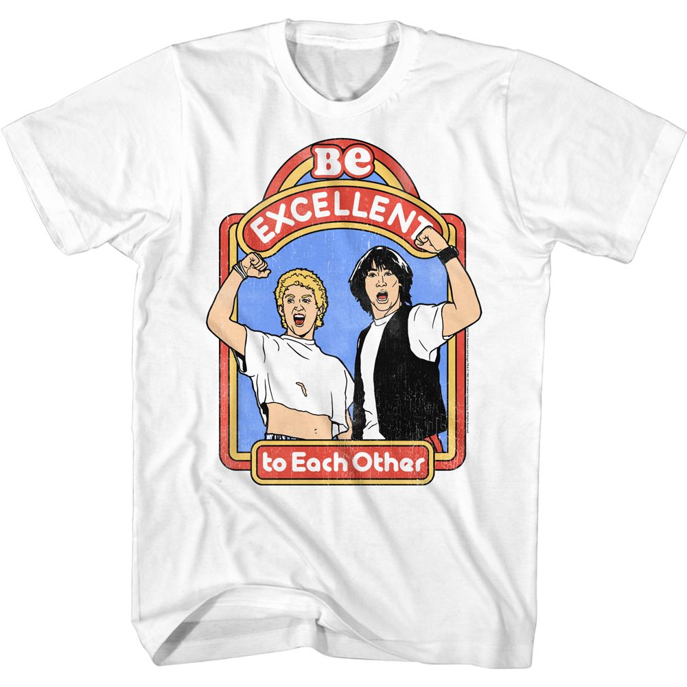 Wholesale Bill and Ted Excellent Storybook White Adult T-Shirt