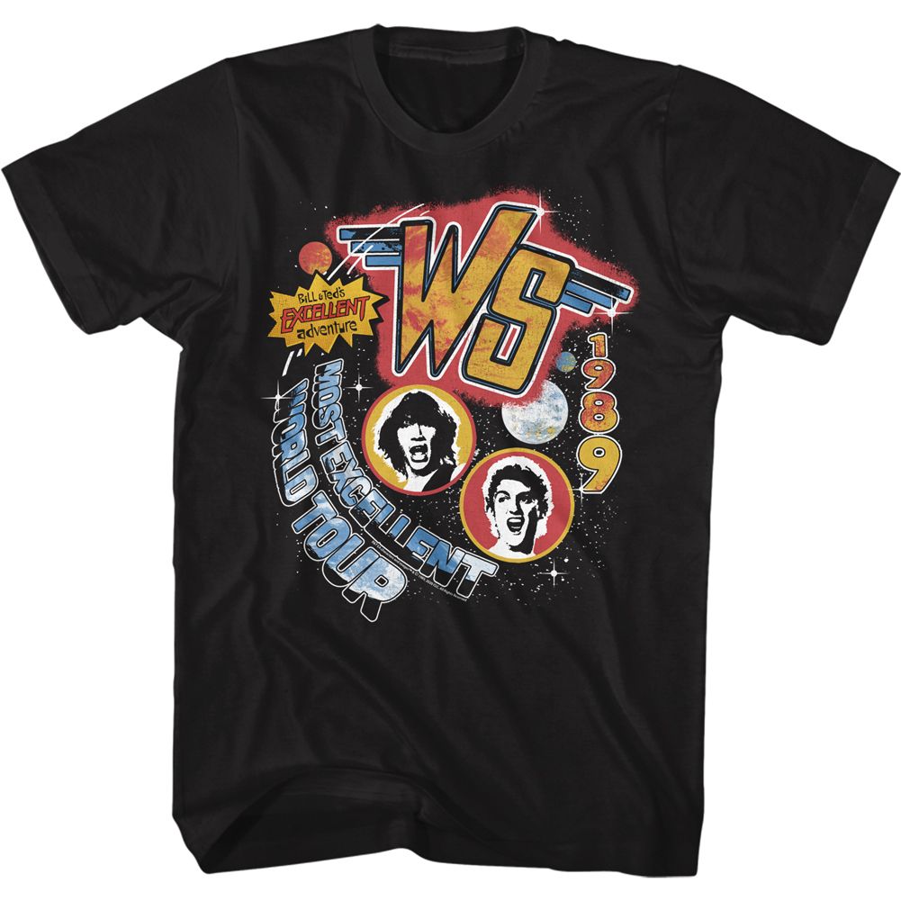 Wholesale Bill and Ted World Tour Black Adult T-Shirt