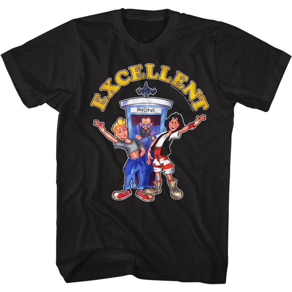 Wholesale Bill and Ted Cartooncellent Black Adult T-Shirt