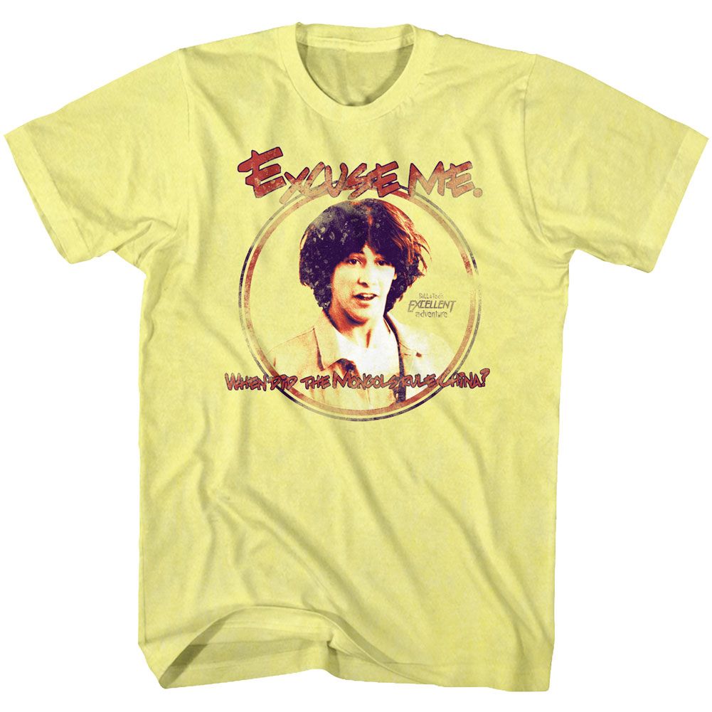 Wholesale Bill and Ted Excuse Me Heather Yellow Adult T-Shirt