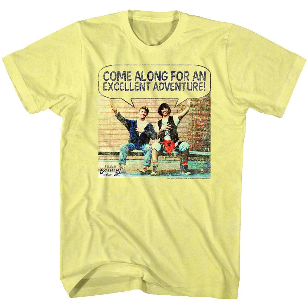 Wholesale Bill and Ted Come Along Heather Yellow Adult T-Shirt
