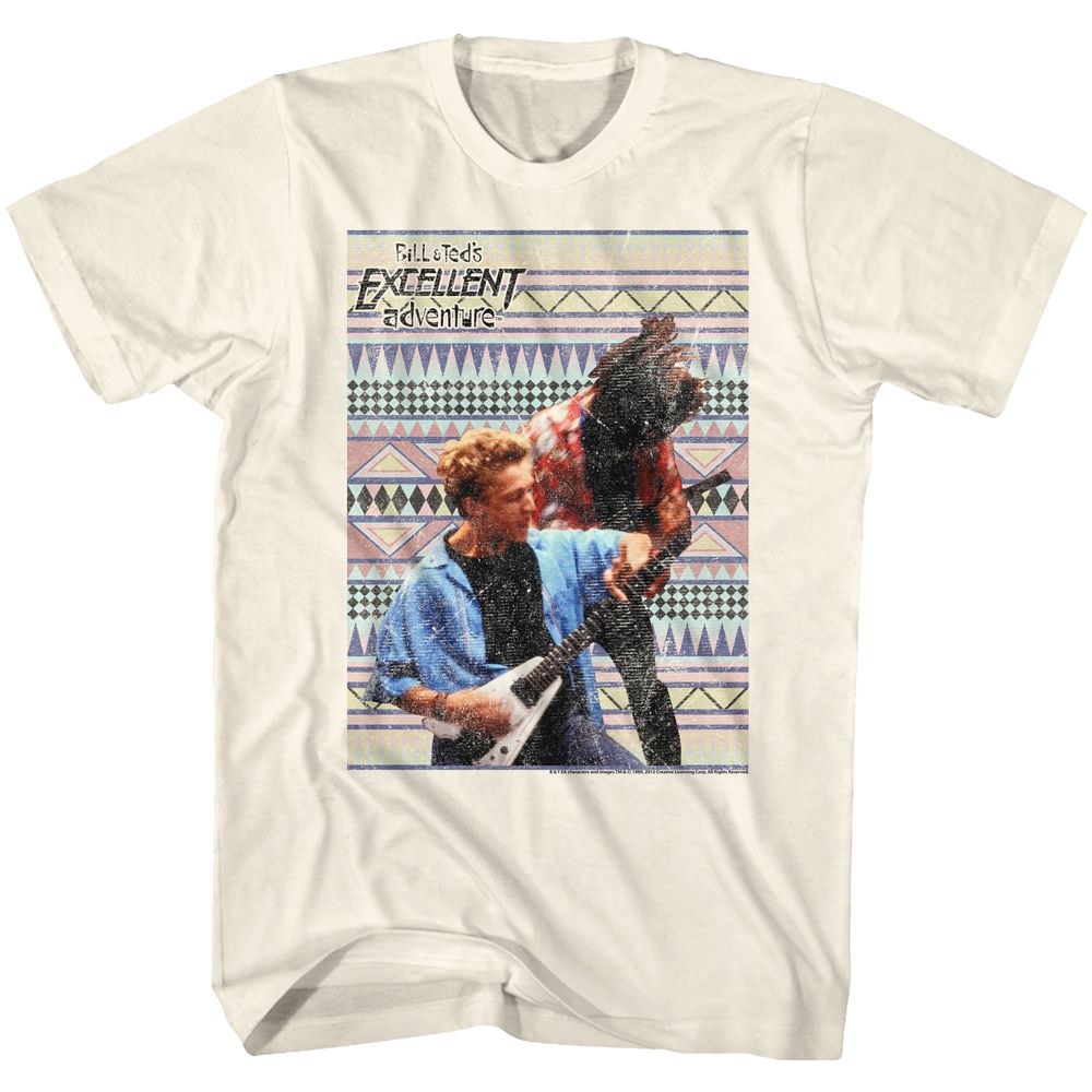 Wholesale Bill and Ted Rockin Out Solid Natural Adult T-Shirt