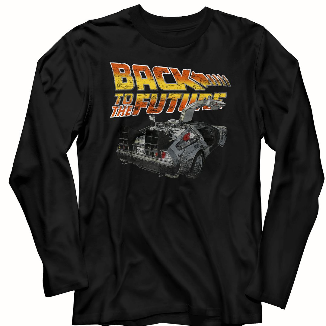 Wholesale Back to the Future Movie BTF Car Black Adult Long Sleeve T-Shirt