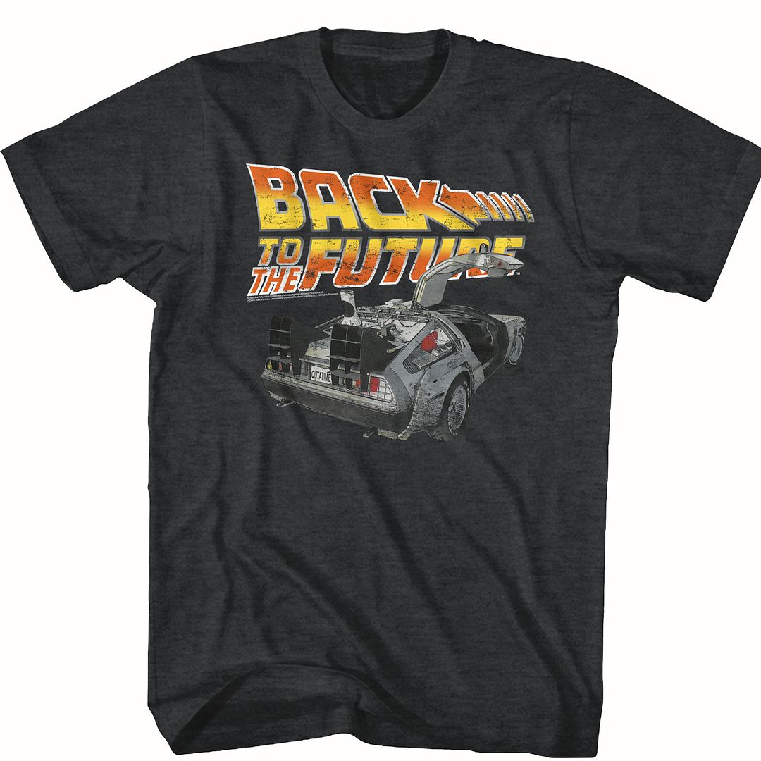 Wholesale Back to the Future Movie BTF Car Heather Black Adult T-Shirt