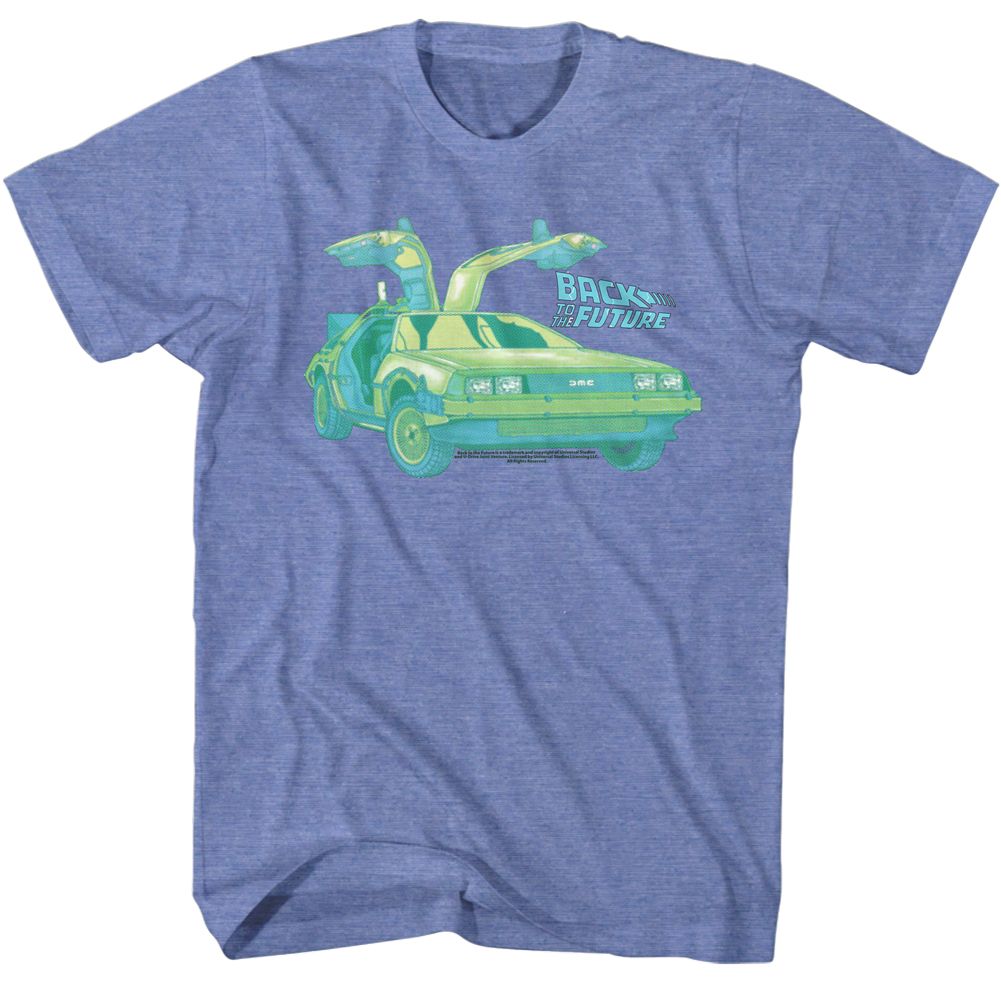 Wholesale Back to the Future Movie Car Chillin Heather Light Blue Adult T-Shirt