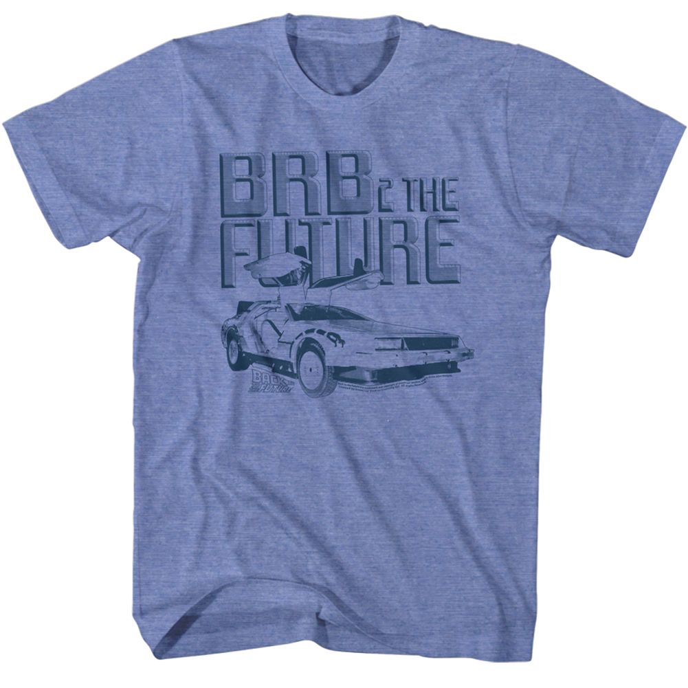 Wholesale Back to the Future Movie Brb2 Heather Light Blue Adult T-Shirt