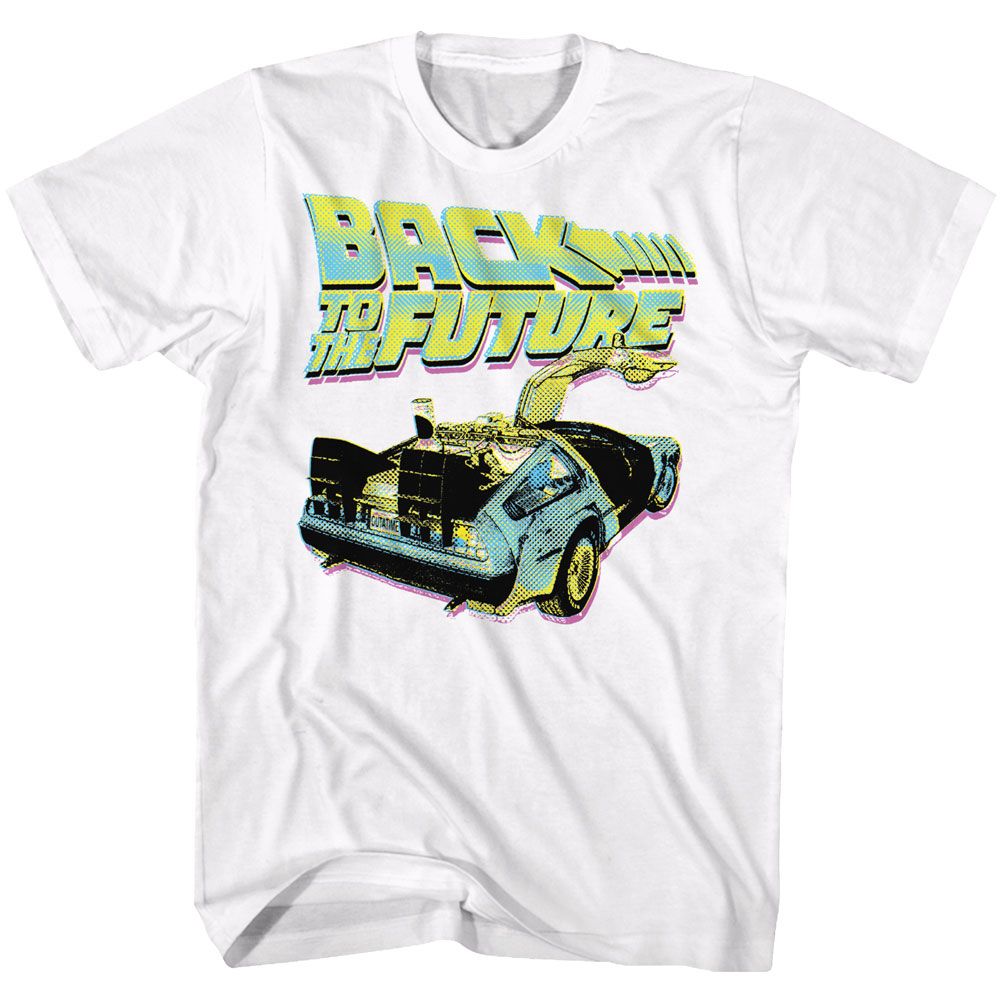 Wholesale Back to the Future Movie BTF Neon White Adult T-Shirt
