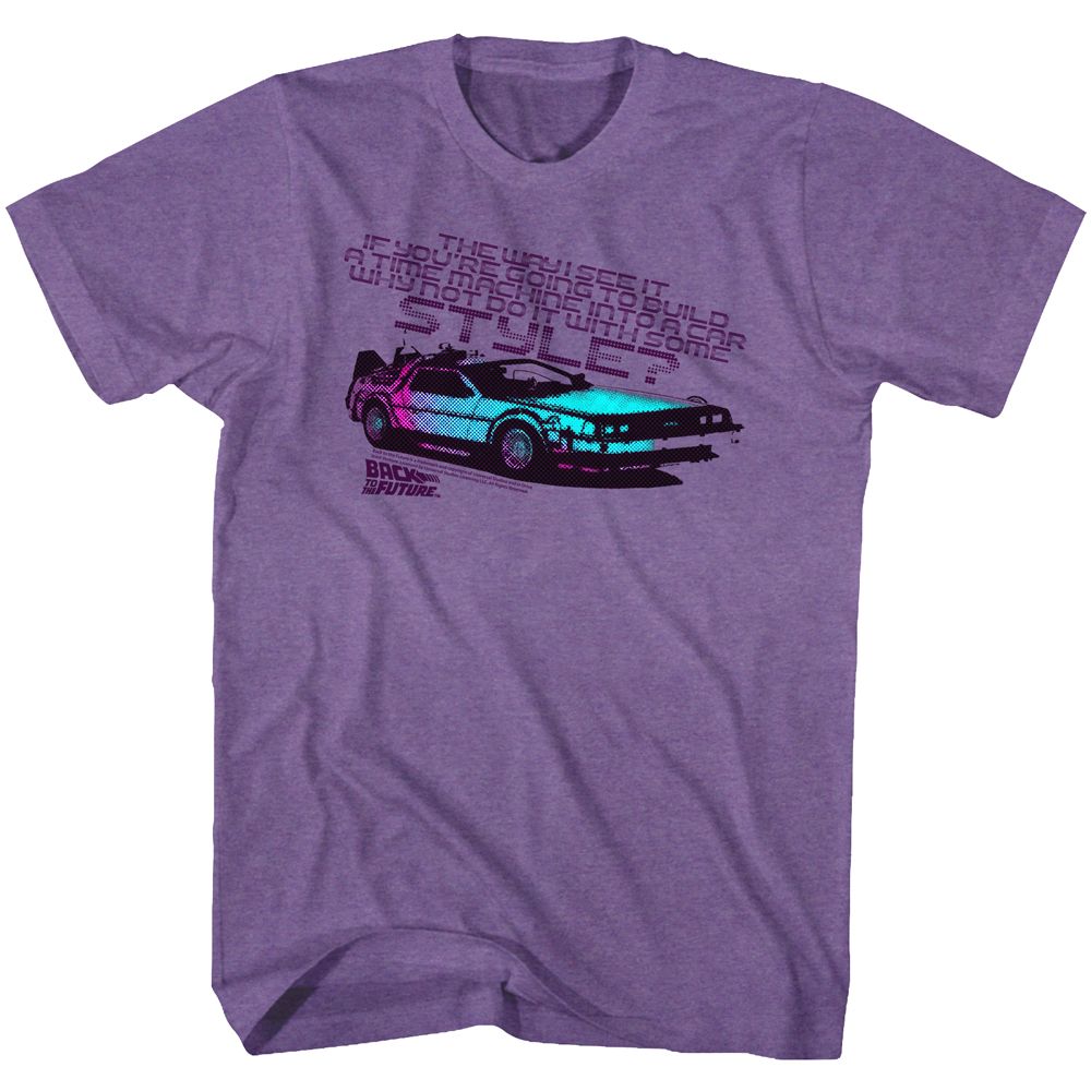 Wholesale Back to the Future Movie a Little Style Heather Purple Adult T-Shirt