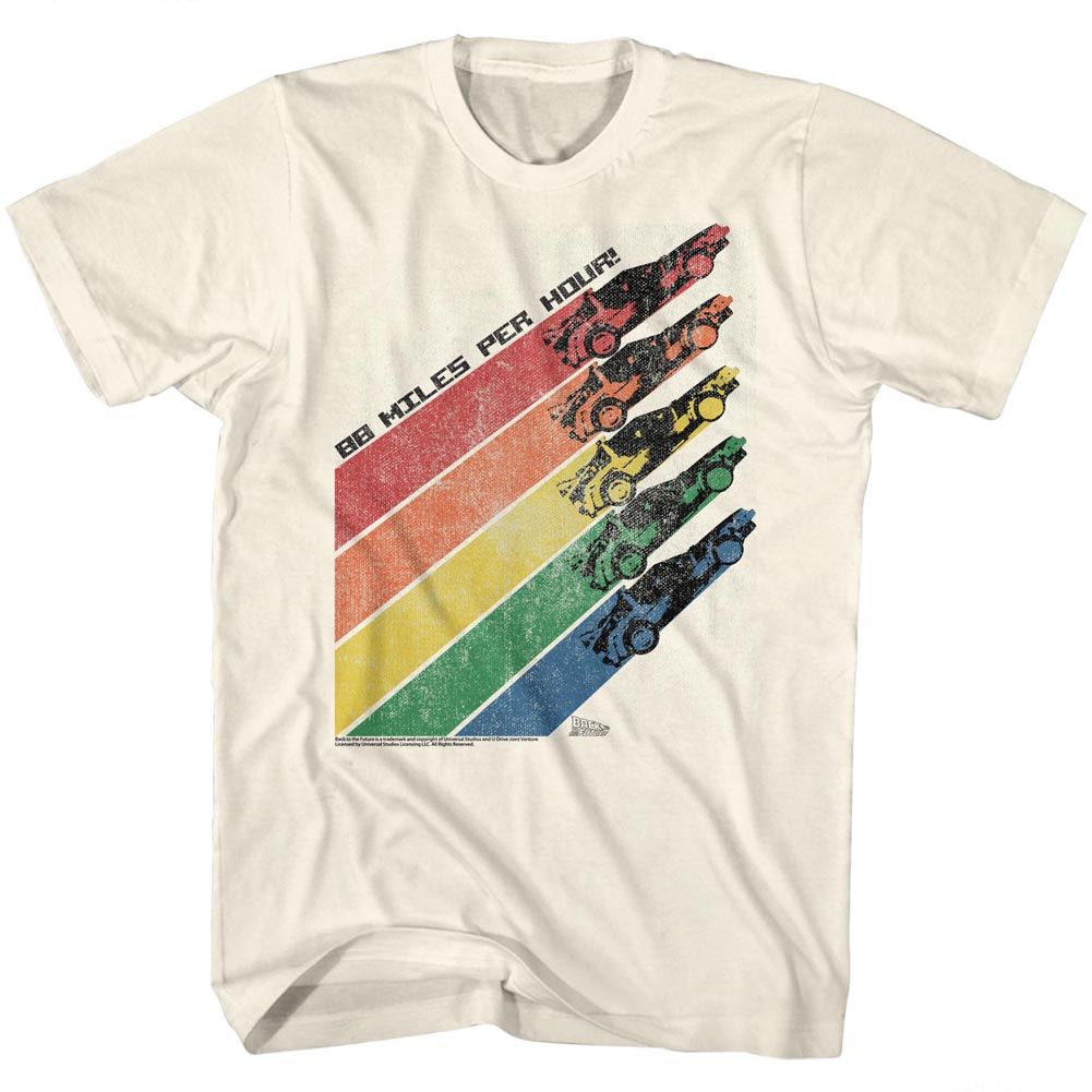 Wholesale Back to the Future Movie Rainbow Solid Natural Adult T-Shirt