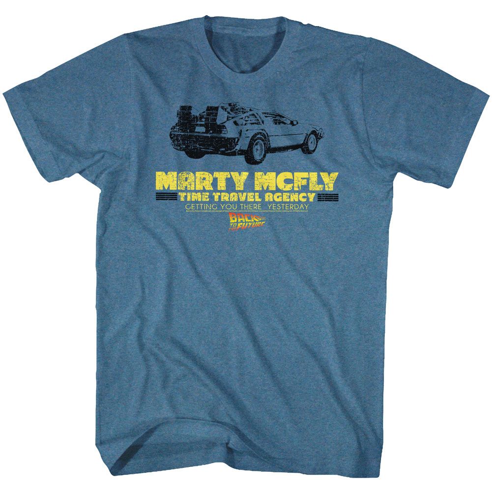 Wholesale Back to the Future Movie Time in a Car Heather Indigo Adult T-Shirt