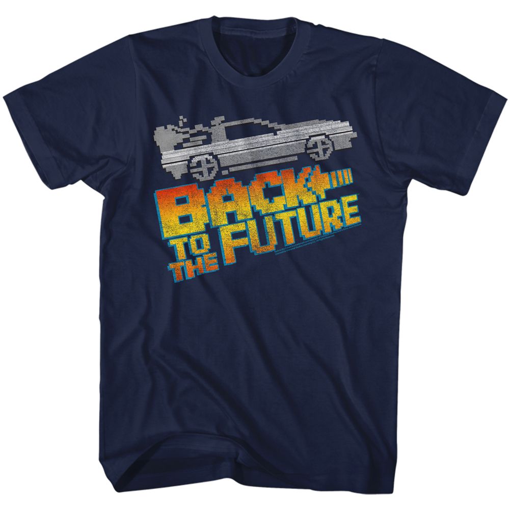 Wholesale Back to the Future Movie 8-Bit to the Future Navy Adult T-Shirt