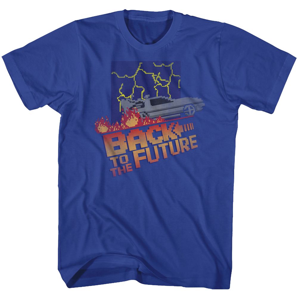 Wholesale Back to the Future Movie NES Cover Solid Royal Adult T-Shirt
