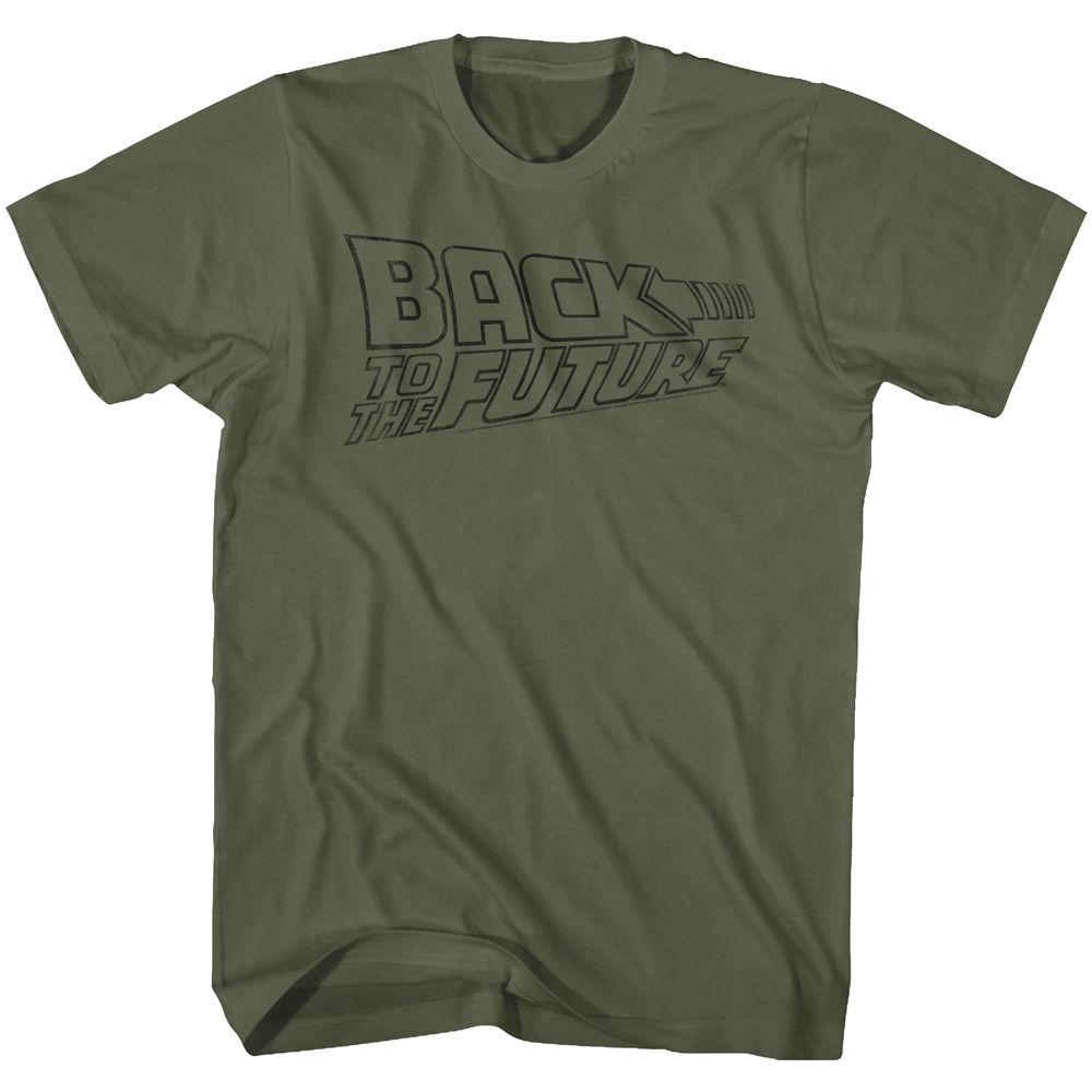 Wholesale Back to the Future Movie Logo Fade Solid Military Green Adult T-Shirt