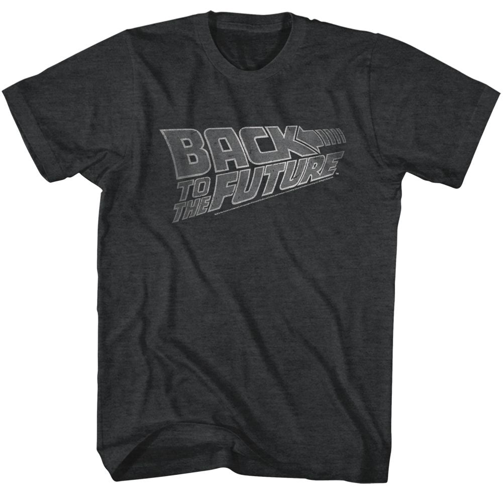 Wholesale Back to the Future Movie Logo White Heather Black Adult T-Shirt