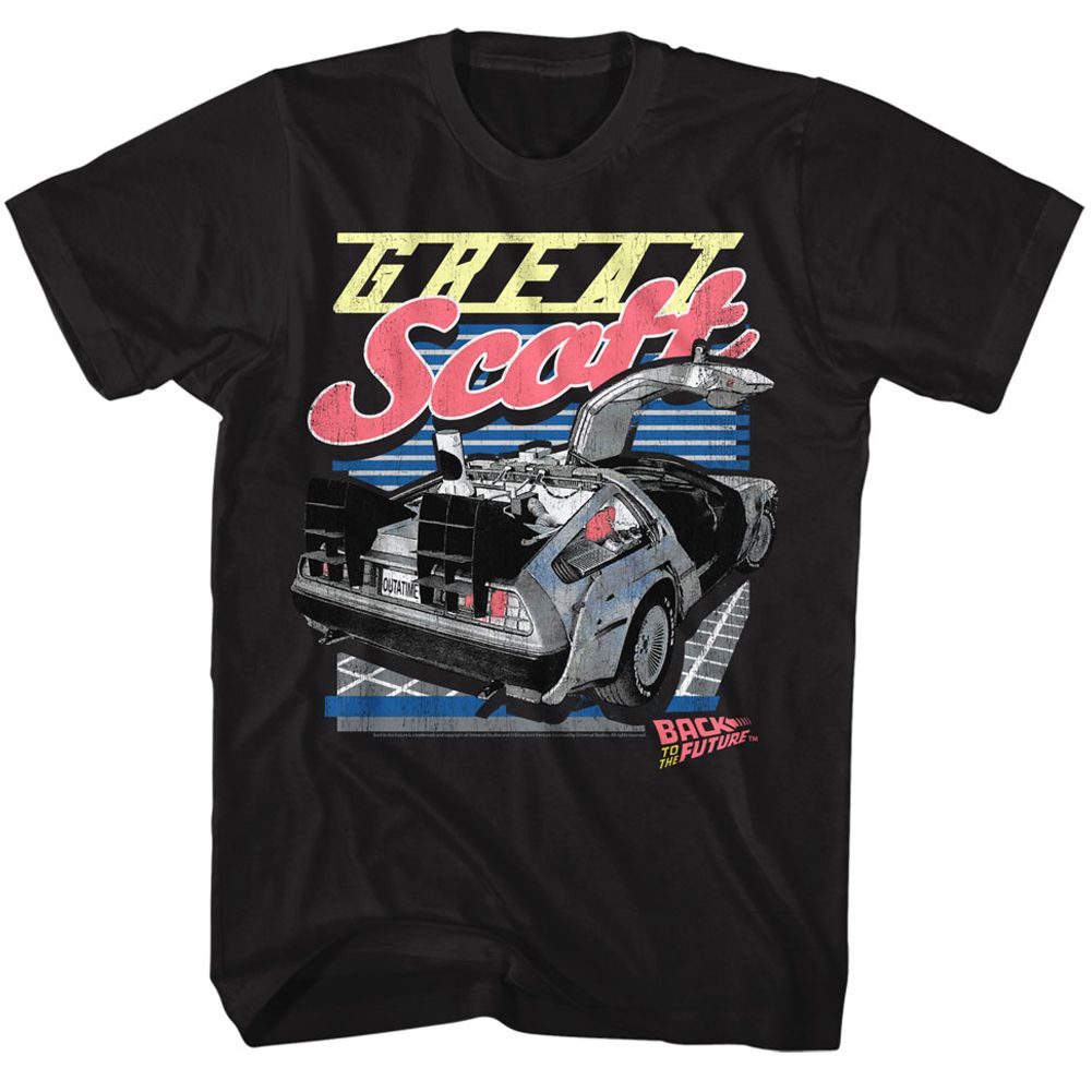 Wholesale Back to the Future Movie Great Scott Black Adult T-Shirt