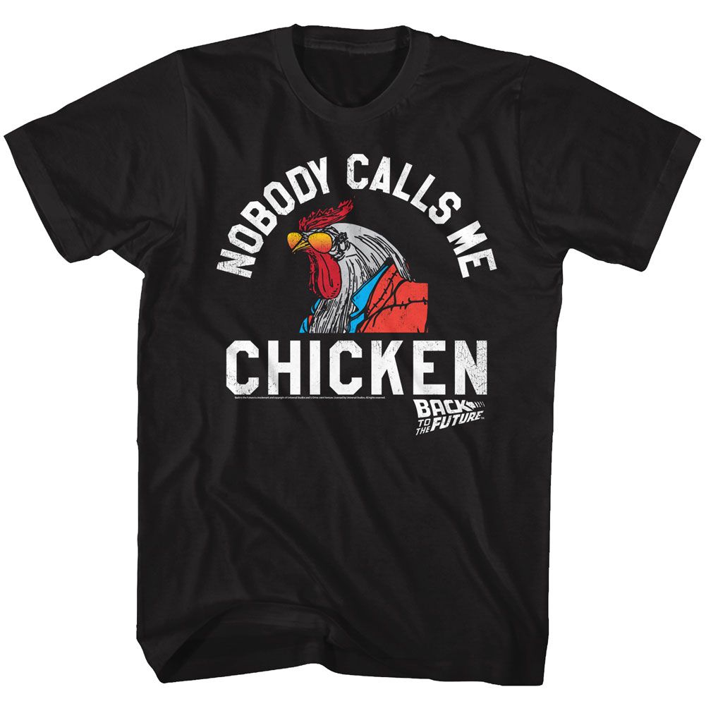 Wholesale Back to the Future Movie Chicken Black Adult T-Shirt