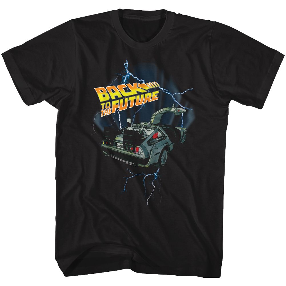 Wholesale Back to the Future Movie Lightning Car Black Adult T-Shirt