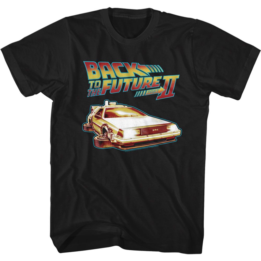 Wholesale Back to the Future Movie Car with Flat Wheels Black Adult T-Shirt