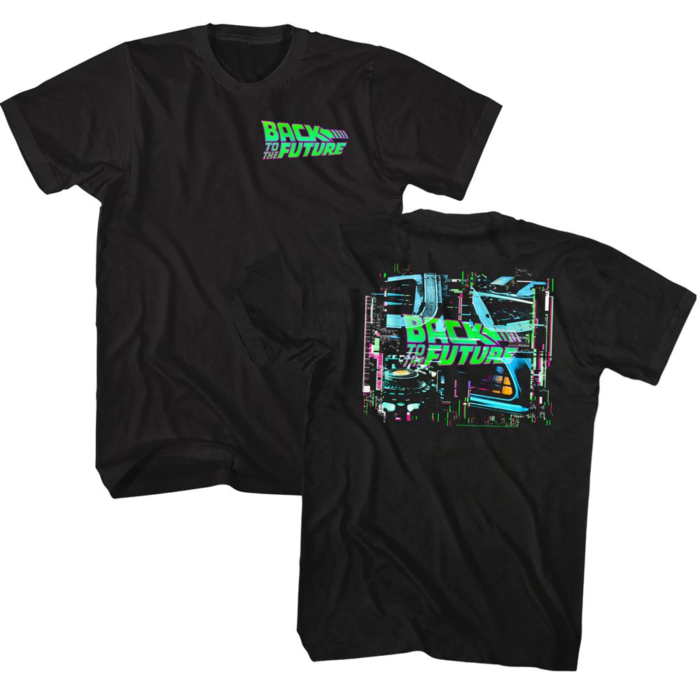 Wholesale Back to the Future Movie Neon BTTF Black Adult T-Shirt