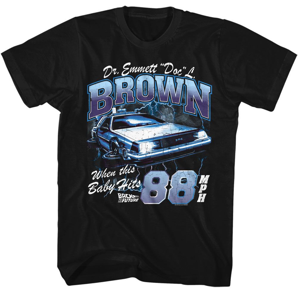 Wholesale Back to the Future Movie Doc Brown Lightning Black Adult T-Shirt