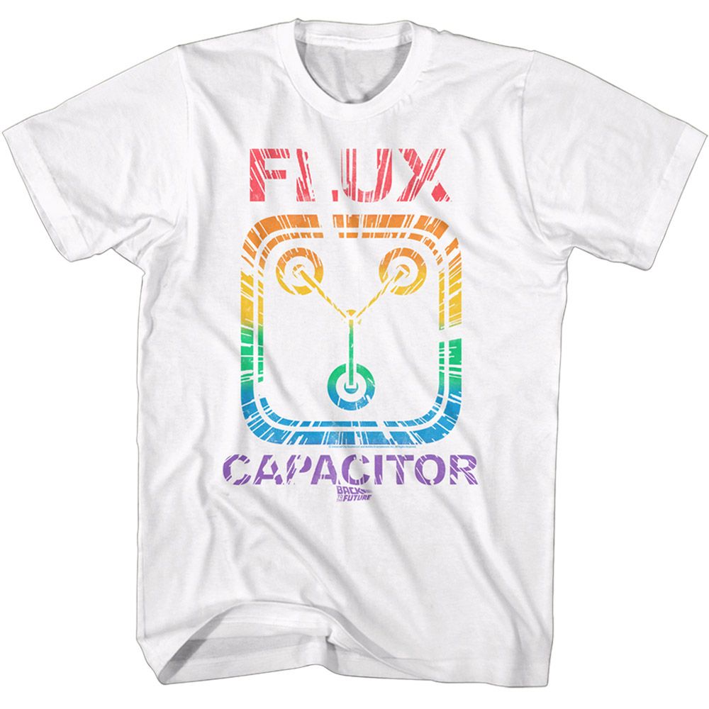 Wholesale Back to the Future Movie Rainbow Flux White Adult T-Shirt