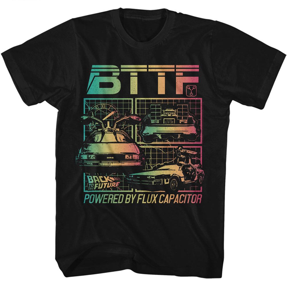 Wholesale Back to the Future Movie Powered by Flux Capacitor Black Adult T-Shirt