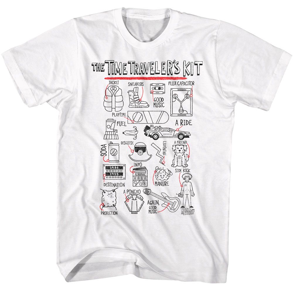 Wholesale Back to the Future Movie Time Travelers Kit White Adult T-Shirt