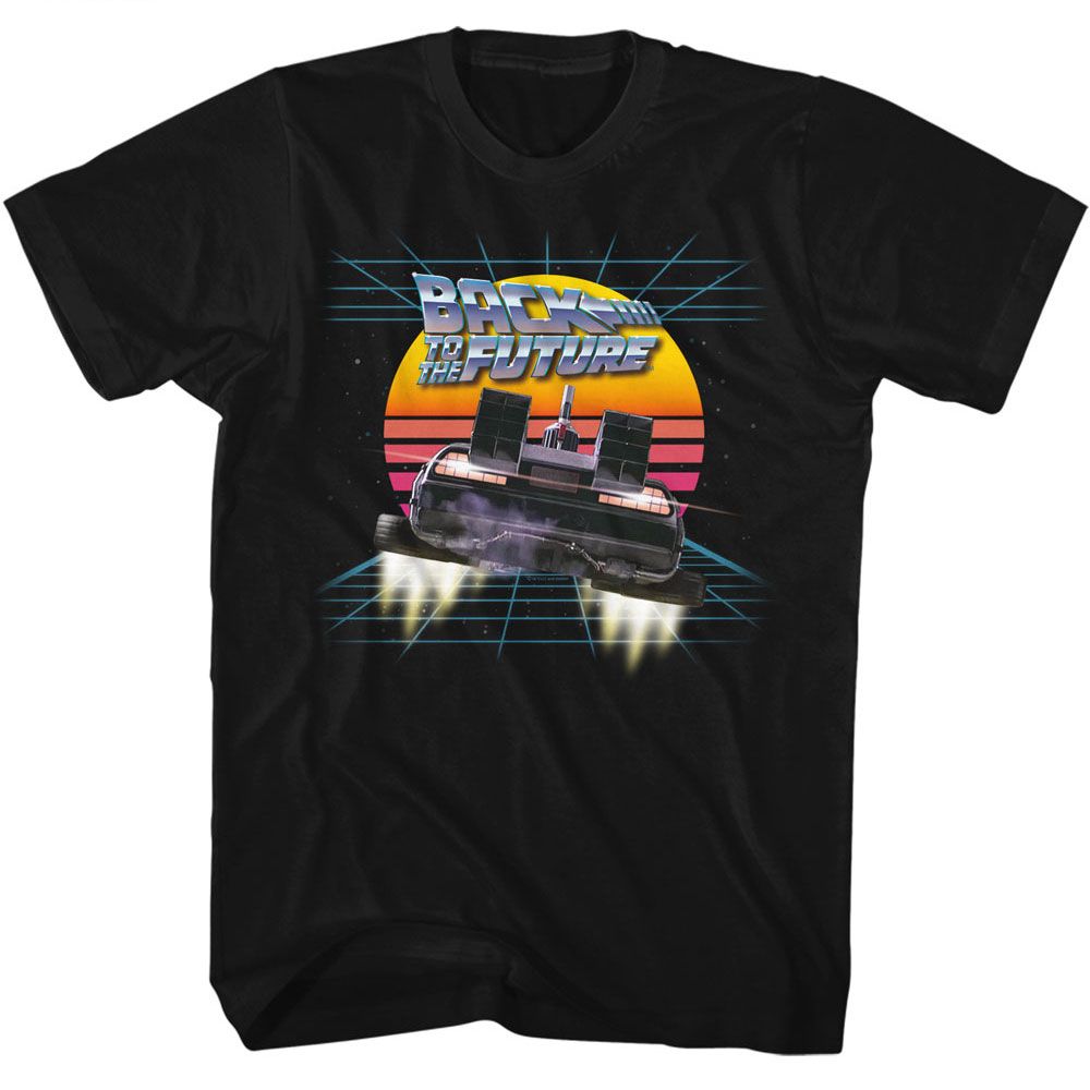 Wholesale Back to the Future Movie Into the Retro Sunset Black Adult T-Shirt