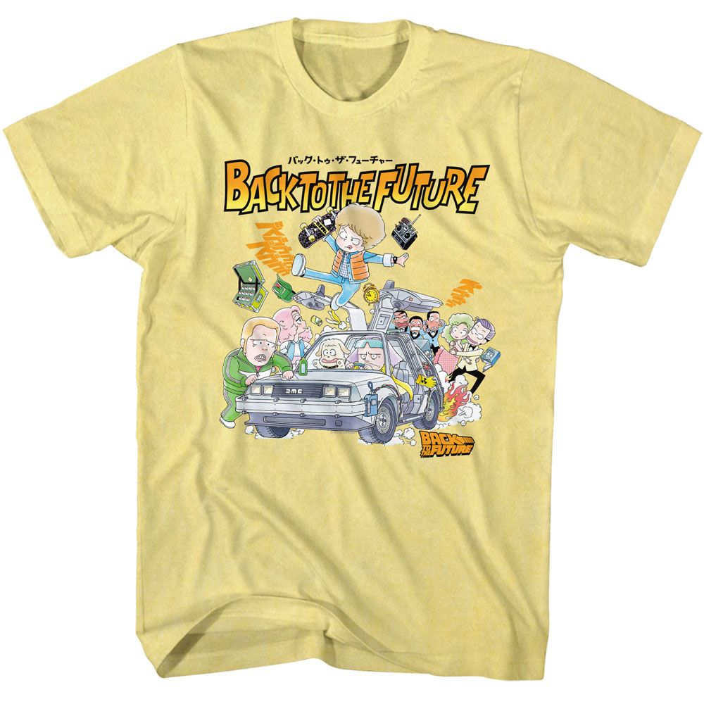 Wholesale Back to the Future Movie Cartoon Characters w/ Car Heather Yellow Adult T-Shirt