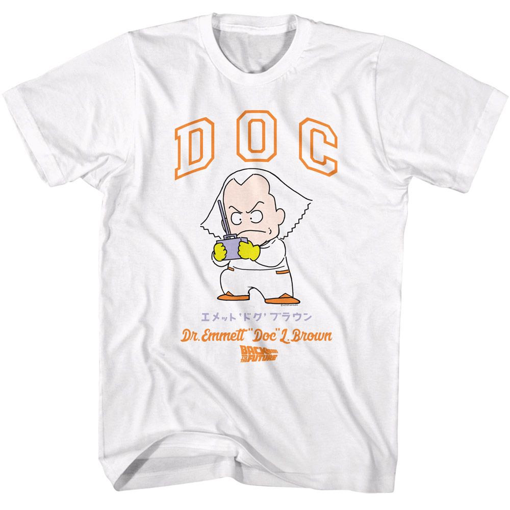 Wholesale Back to the Future Movie Doc Cartoon Character White Adult T-Shirt