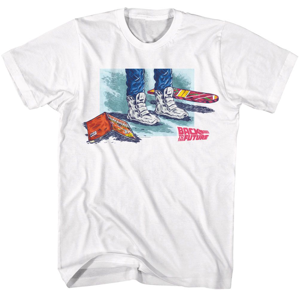 Wholesale Back to the Future Movie Shoes Comic Hoverboard White Adult T-Shirt