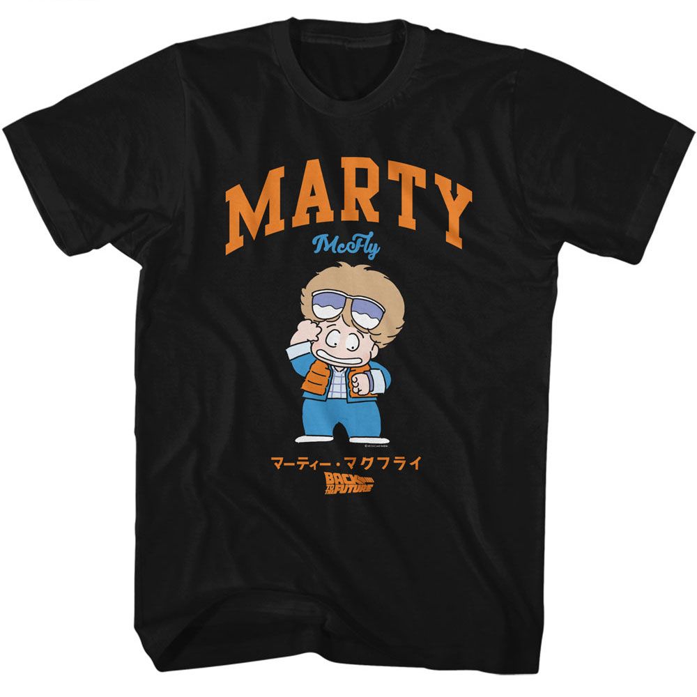 Wholesale Back to the Future Movie Marty Cartoon Character Black Adult T-Shirt