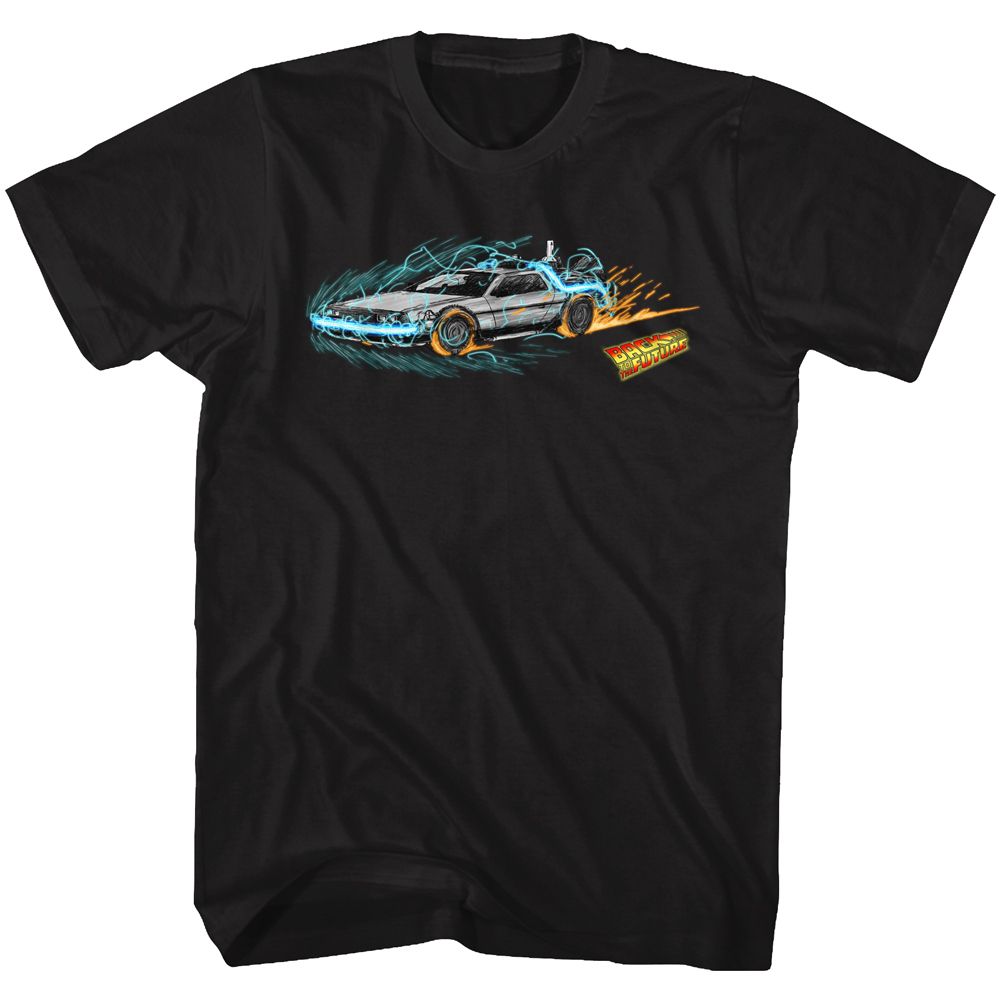 Wholesale Back to the Future Movie Time Painting 1 Black Adult T-Shirt