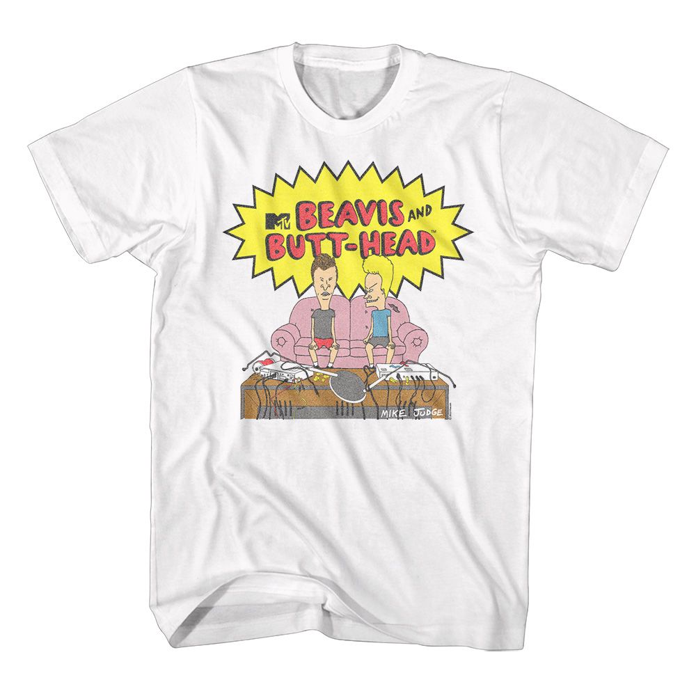 Wholesale Beavis & Butthead Watching TV White T-Shirt