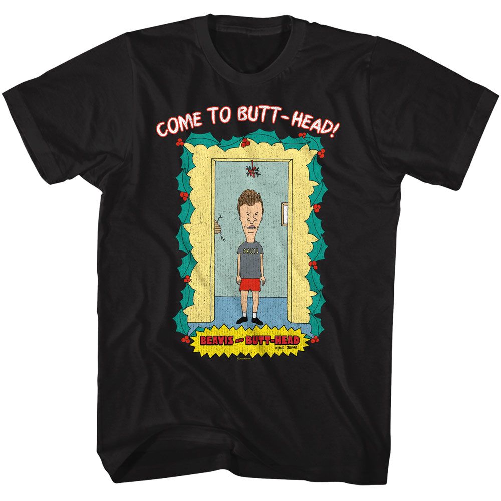 Wholesale Beavis & Butthead Under Mistletoe Black T-Shirt