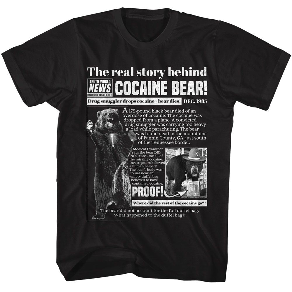 Wholesale Cocaine Bear Real Story Black Adult T-Shirt