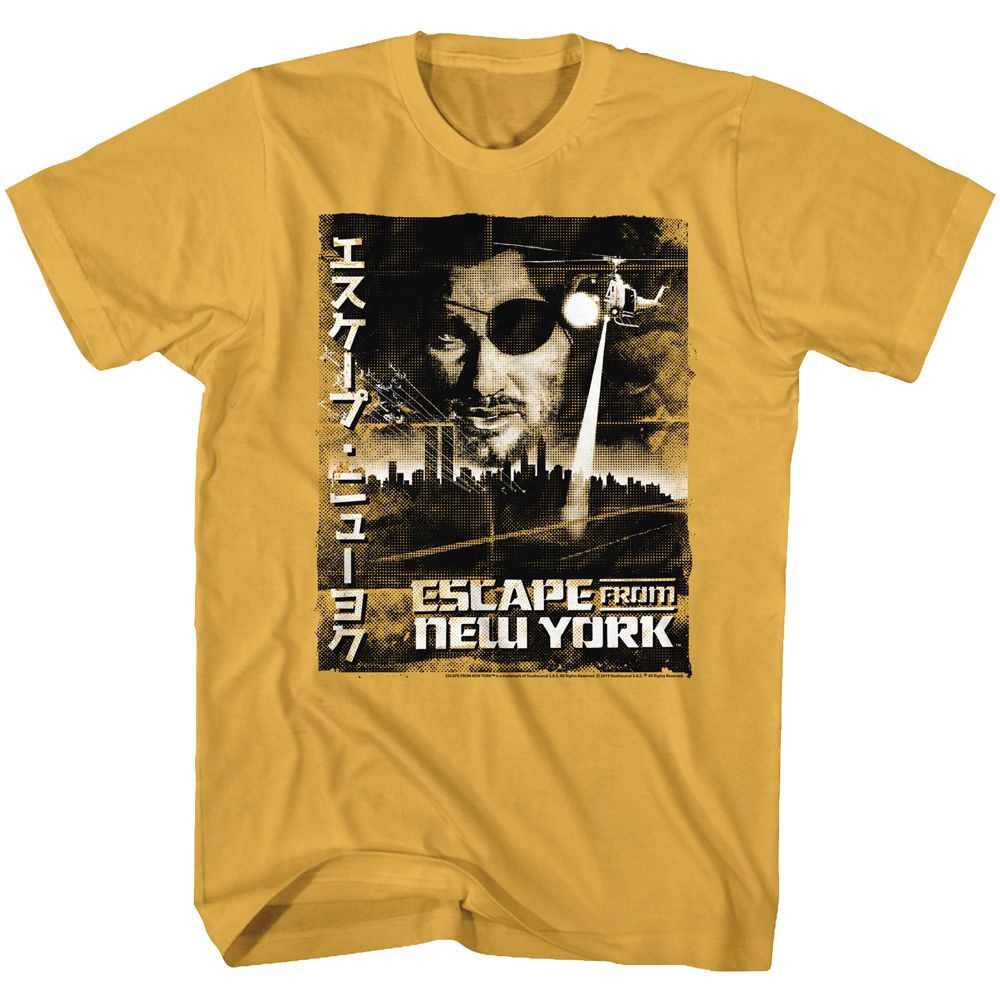 Wholesale Escape from New York Worn Japaese Poster Solid Ginger Adult T-Shirt