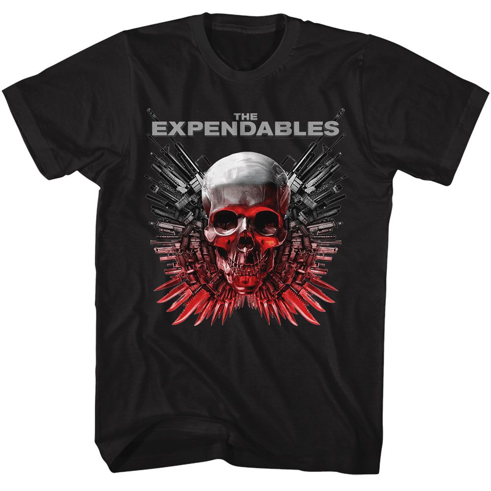Wholesale Expendables Skull and Guns Black Adult T-Shirt