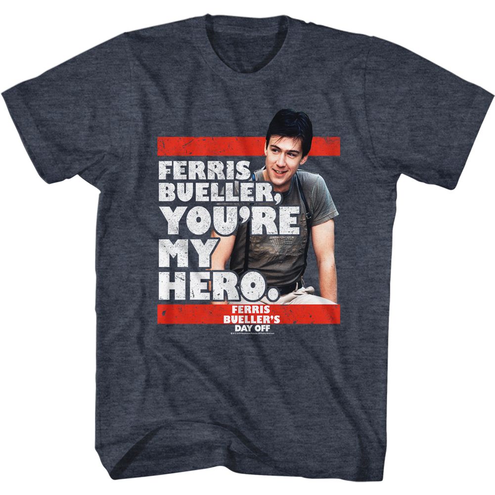 Wholesale Ferris Bueller's Day Off My Hero Heather Navy Adult T-Shirt