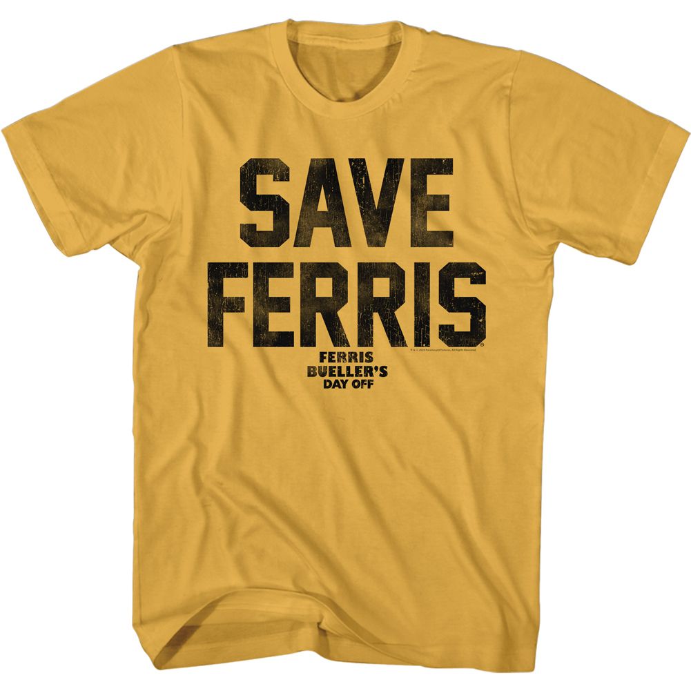 Wholesale Ferris Bueller's Day Off Save Ferris Again Solid Ginger Adult T-Shirt
