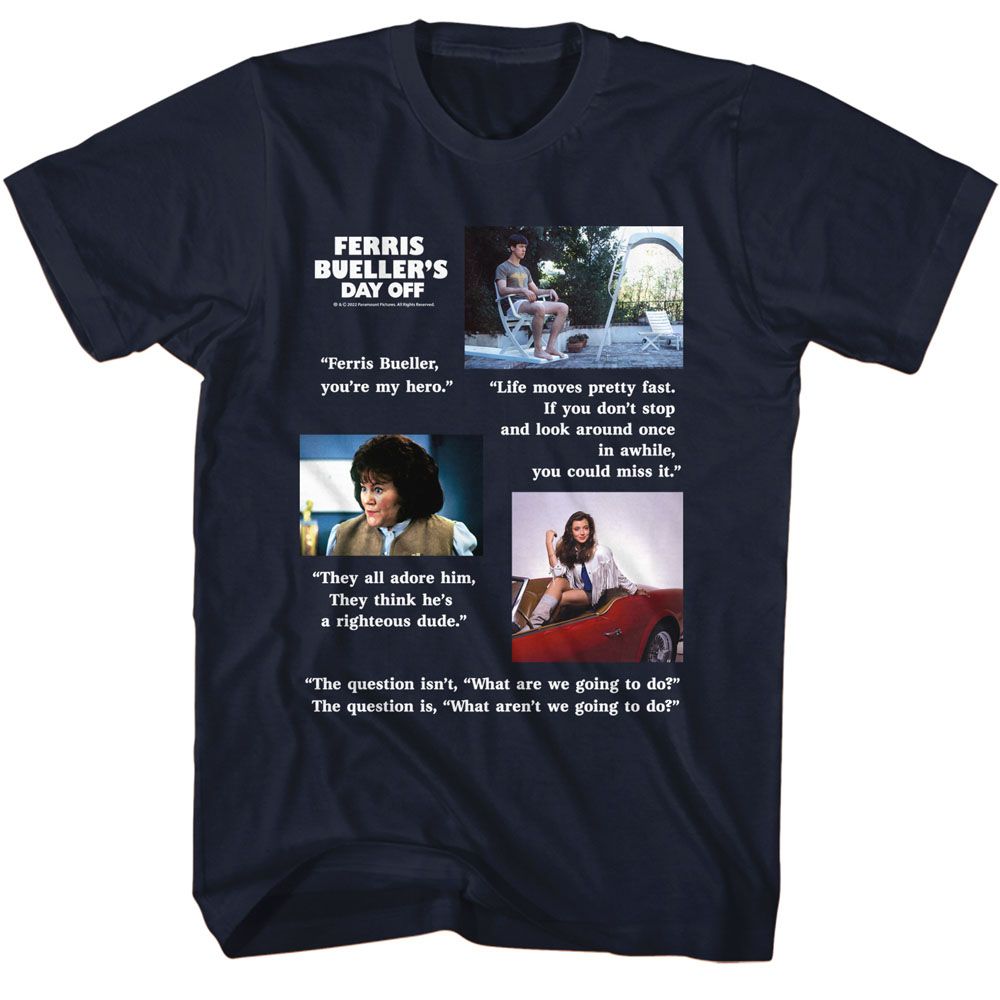 Wholesale Ferris Bueller's Day Off Quotes Navy Adult T-Shirt