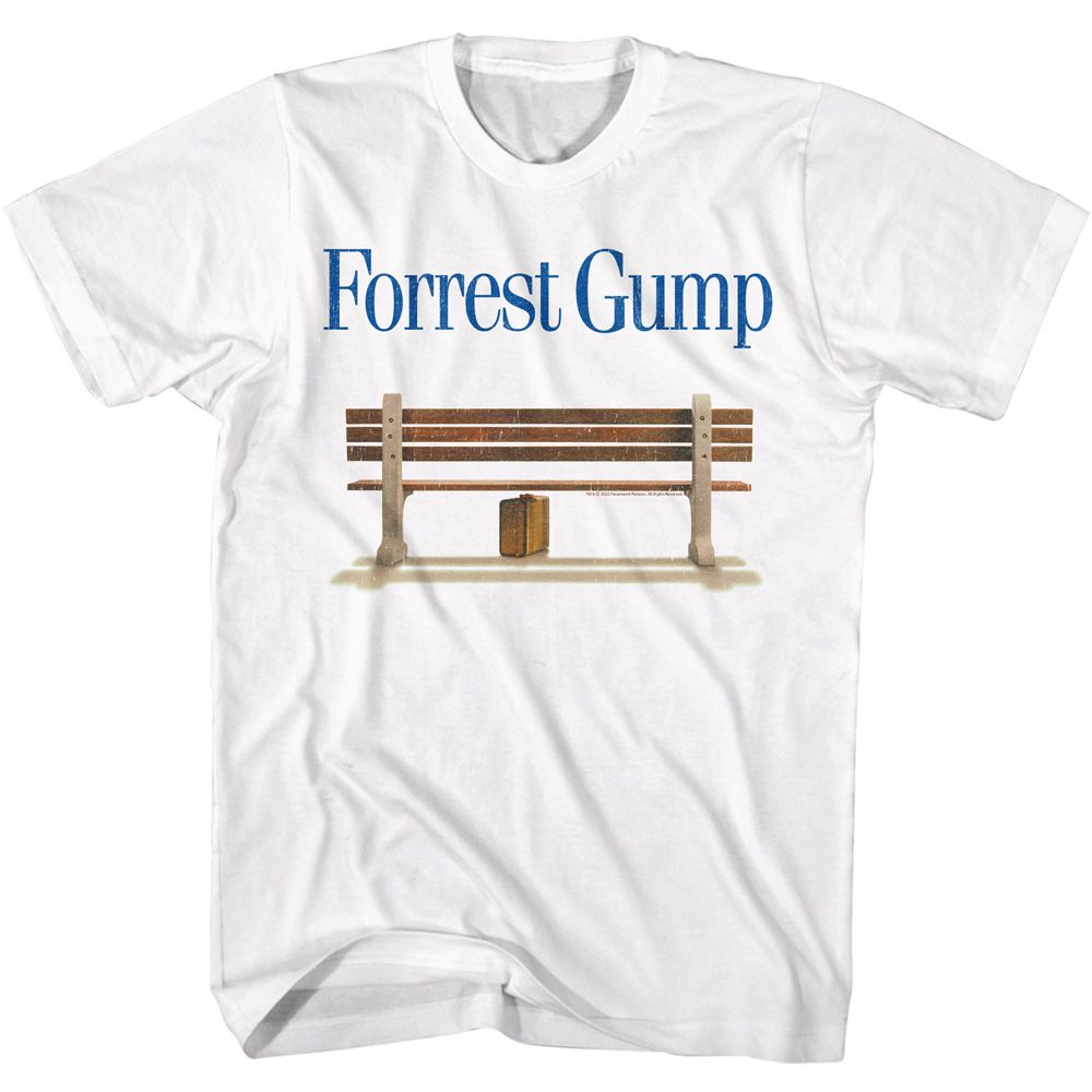 Wholesale Forrest Gump Logo and Bench White Adult T-Shirt